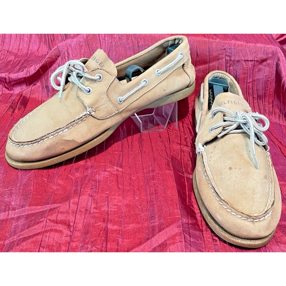 Mens Tommy Hilfiger "Bowman" Tan Leather Deck Boat Shoes sz 10.5